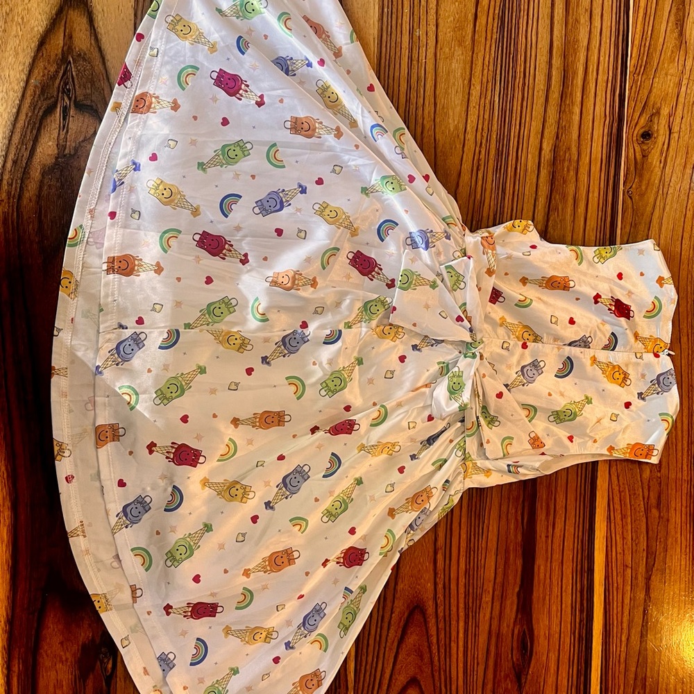 Lola + The Boys White Dress with Colorful Prints